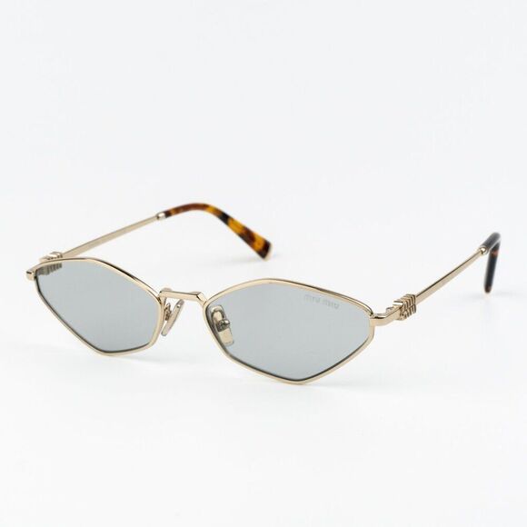 NEW Miu Miu MU56ZS ZVN50K REGARD Pale Gold Grey Geometric Unisex Sunglasses main image 12
